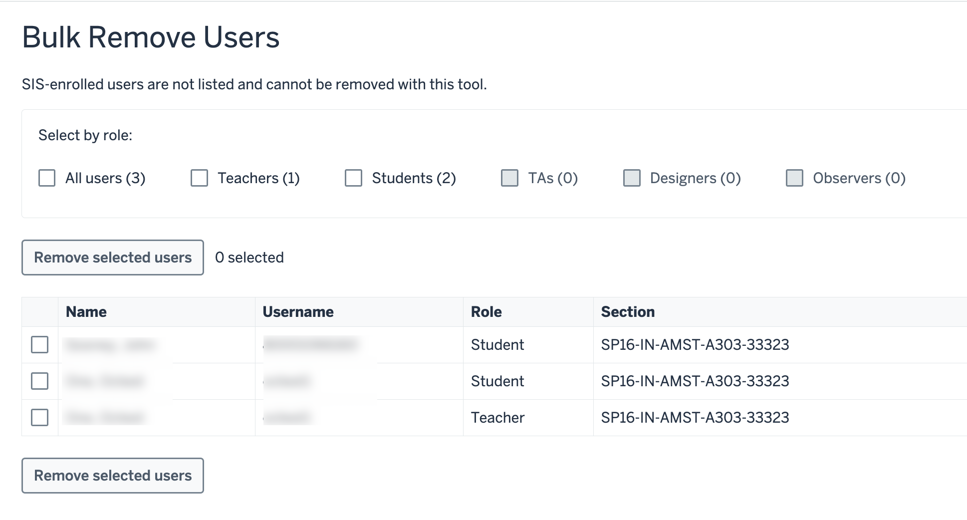 Screenshot of Bulk Remove Users Tool main screen
