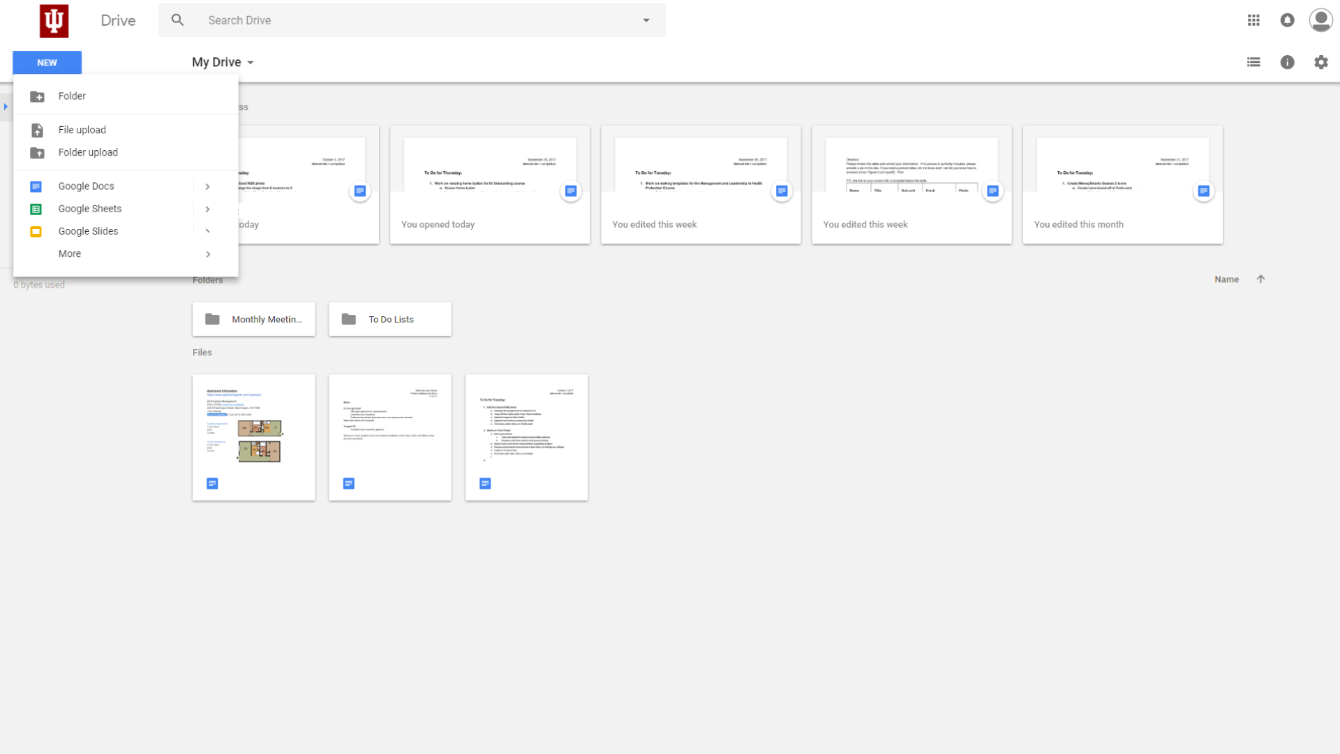 Image of Google Drive drop-down menu.